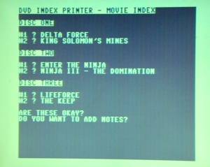 DVD Index Printer Disc Info